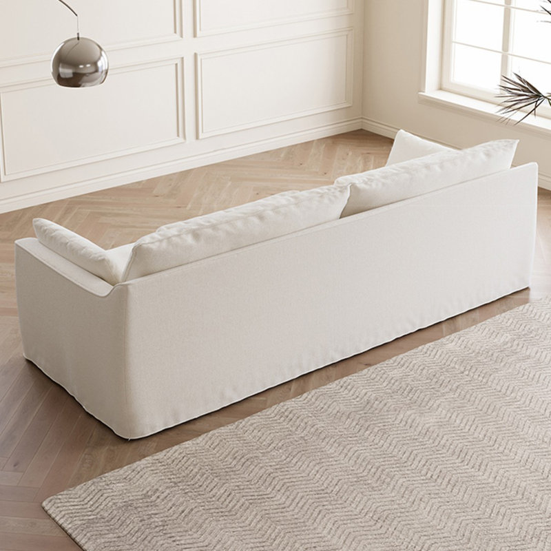 Canapé modulaire moderne en lin de coton blanc crème, H 35,43 po x l 110,24 po x P 42,13 po