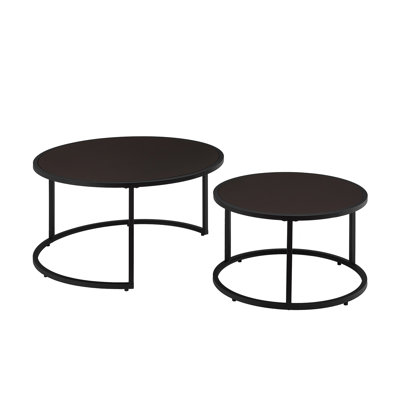 Modern Nesting Round Coffee Table With Base,Accent Tea Table For Living Room Set Of 2 by Ivy Bronx
