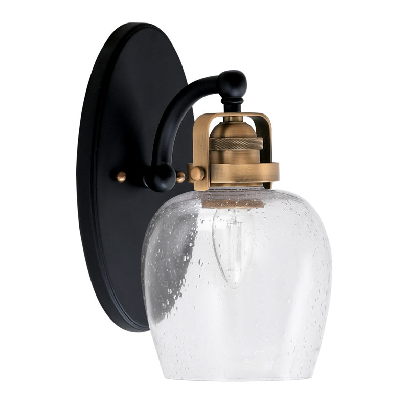 Applique murale Easton avec verre à bulles transparent 6 po Easton, Noir mat / laiton