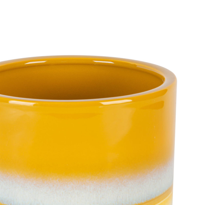 Nicola Spring - Reactive Glaze Plant Pots, Yellow, 15.5cm H x 18cm W x 18cm D
