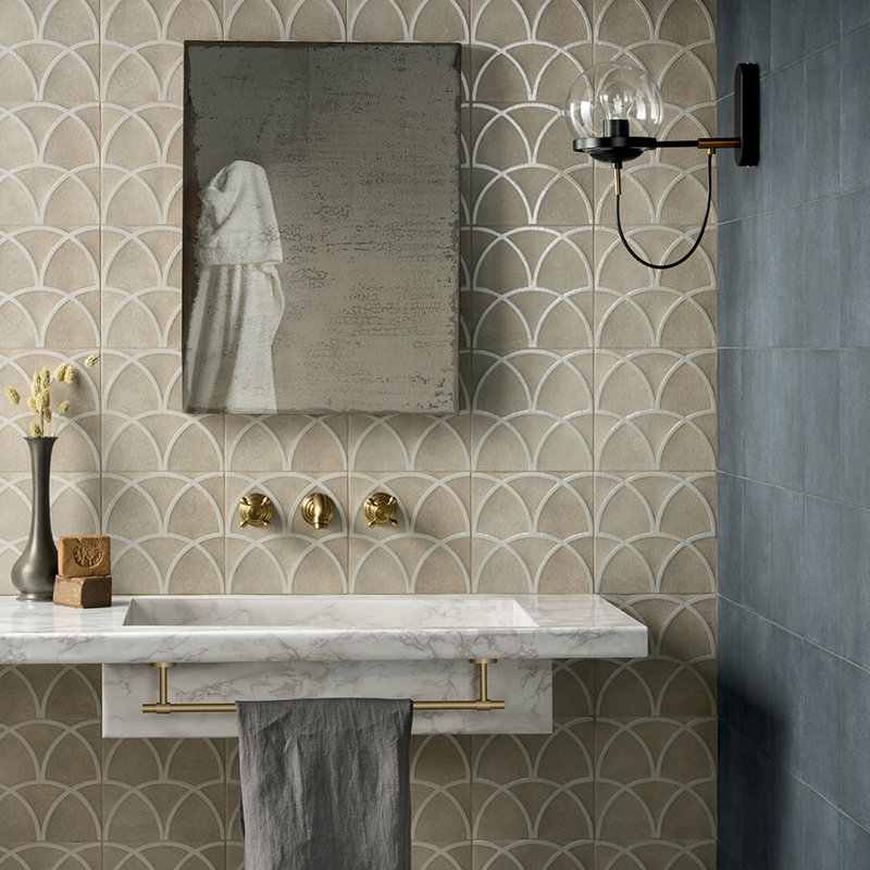 Handmade 8X8 Forma Vitrea Decorative Porcelain Tile, Beige