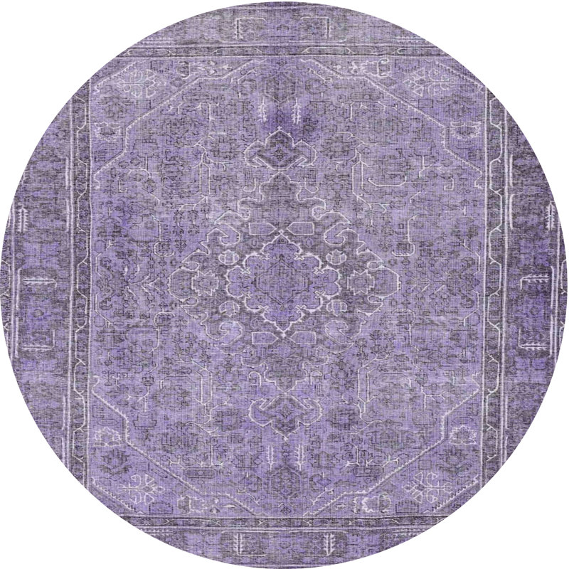 Tapis oriental multicolore tissé à la machine Makhy, Rond 3 pi