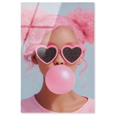 «Bubblegum Babe I», reproduction d'art acrylique Coastal Glam par Notoriart, prêt à accrocher, 10 x 15