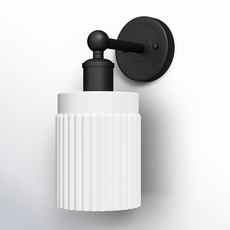 Kamena 1-Light Armed Sconce, Matte Black, Matte White