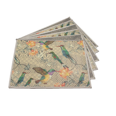 Napperon Colibri et fleurs (ensemble de 6)