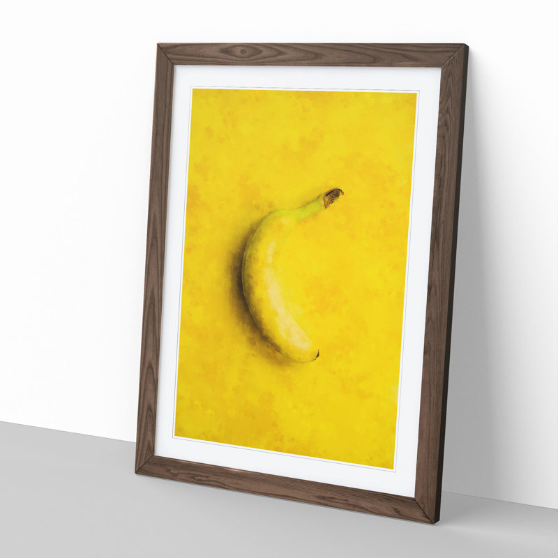 Yellow Banana - Picture Frame Graphic Art, 36cm H x 27cm W x 2cm D, Walnut Framed