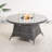 Round Wicker Propane  Fire Pit Table With Hidden Fuel Tank-1954799076