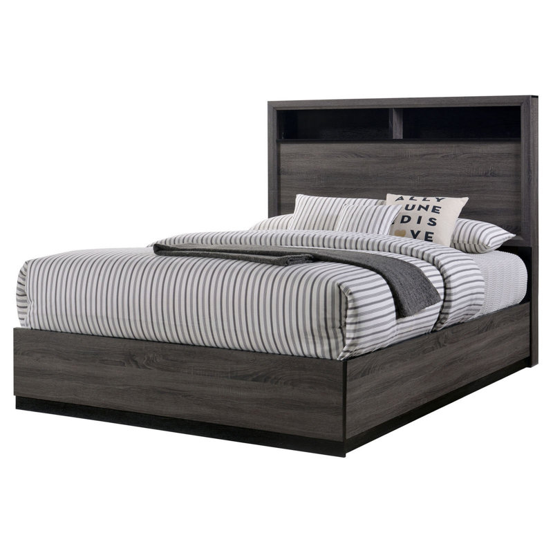 Ensemble de chambre avec très grand lit 4 pièces Zo, gris et noir