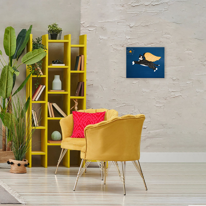 Chat ange avec toile étoile, design par Stephen Huneck, H 16 po x l 20 po