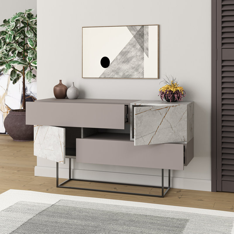 Mazzitelli 145cm Console Table, Light Mocha/White
