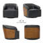 Fauteuil demi-tonneau pivotant en cuir véritable-784534207