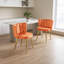 Ensemble de 2 chaises de salle à manger rembourrées en velours orange riche avec pieds en métal doré-214492708