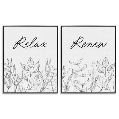 «Relax and Renew Leaf Outline», ensemble de 2 giclées encadrées par Design