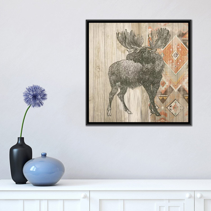 Impression sur toile tendue, Natural Natural Lodge Southwest, H 18 po x l 18 po x P 1,5 po, Toile avec cadre noir