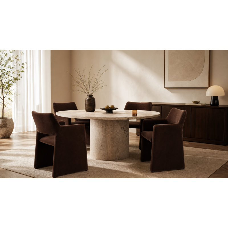 Chaise de salle à manger rembourrée 31 po, Brown, Brown, Brown