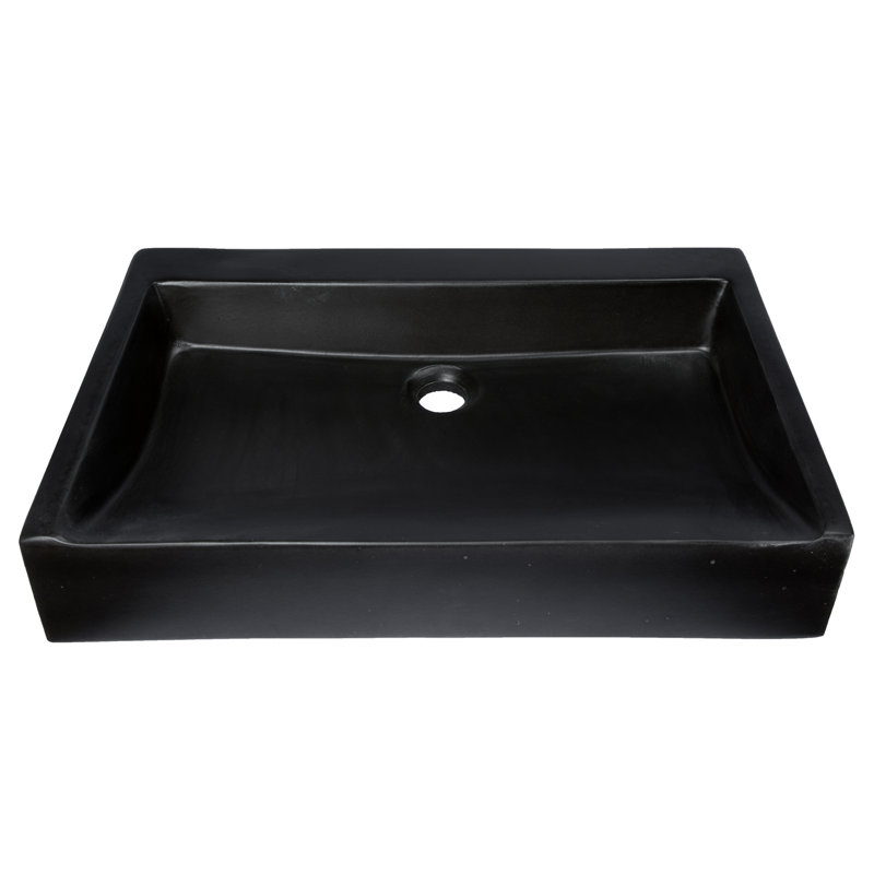 Eden Bath 15.2'' Concrete Rectangular Bathroom Sink, Black