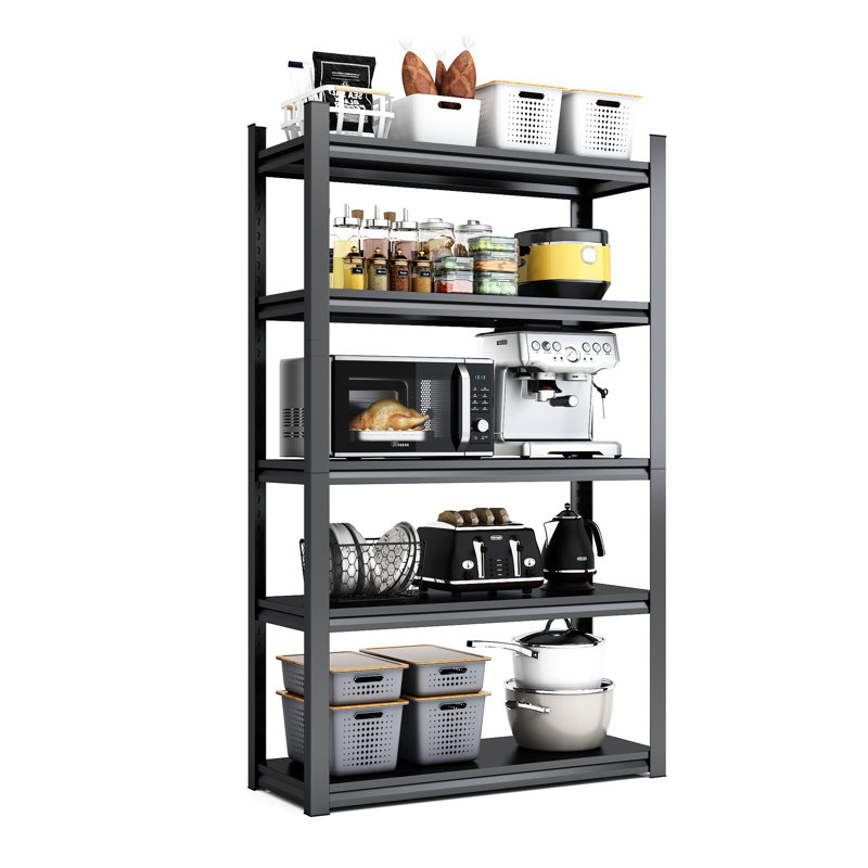 72"h Heavy Duty Shelves, 2000lbs Capacity Metal, Adjustable For Garage, Black Metal Shelving Storage, Capacity,