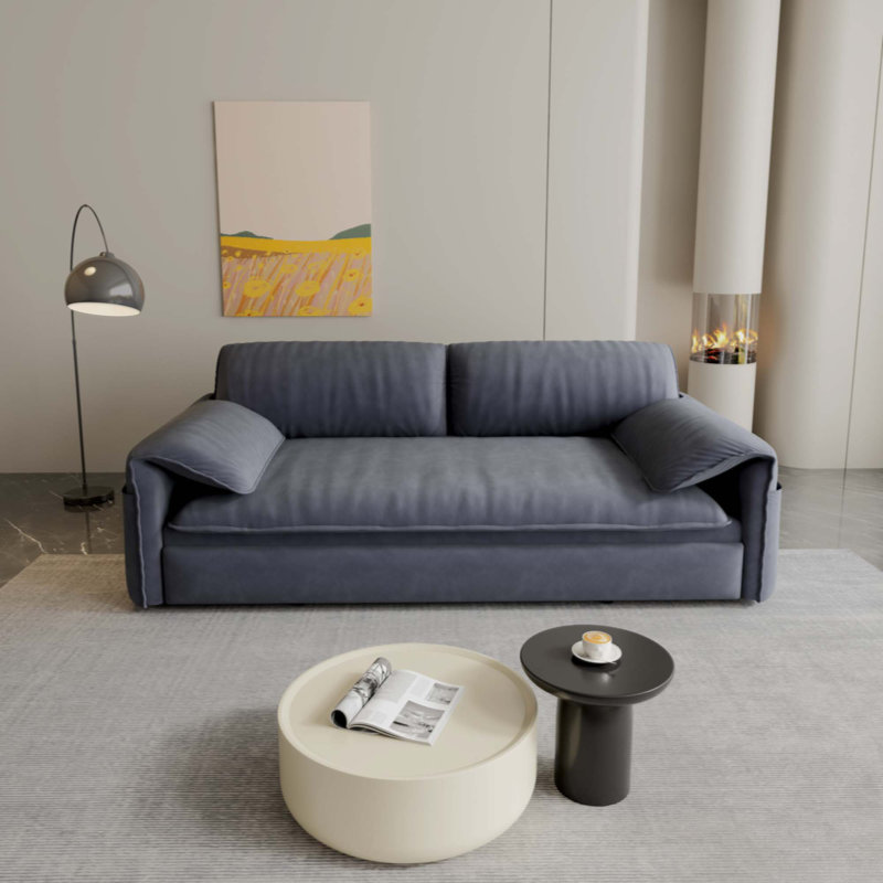 Flum 66“ Queen Size Convertible Sleeper Sofa Bed Pull-Out Futon Loveseat, Gray Velvet 