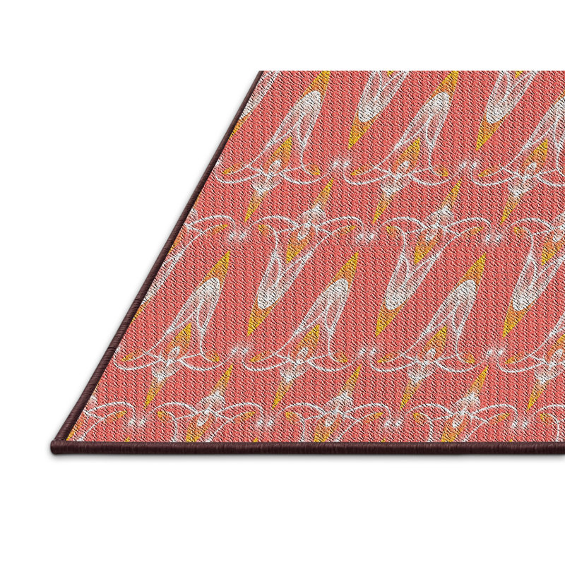 Tapis décoratif orange florale, Rectangle 8 pi x 12 pi