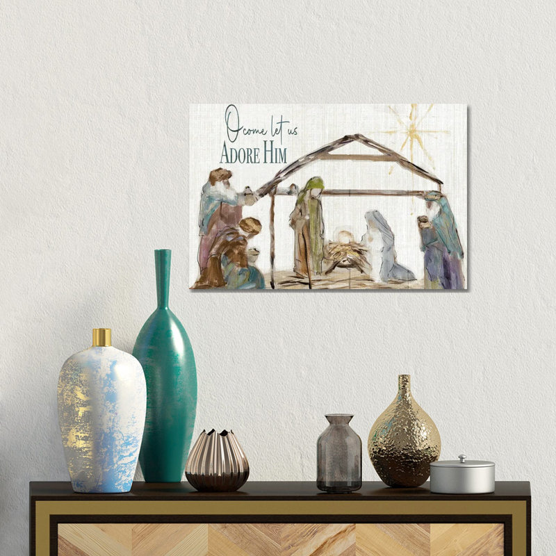 «O Come Let Us Adore him», reproduction d'art sur toile tendue, H 12 po x l 18 po, Toile tendue, Ne s’applique pas