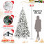 Arbre de Noël floqué de 5 pi avec 250 lumières DEL blanc chaud, 518 pointes d'aiguille corsées et dures, système de branches articulées, support pour une finition de vacances confortable et, branches complètes, assemblage rapide, décoration