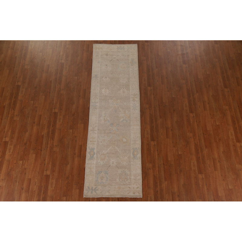 Tapis de couloir unique en laine noué à la main de style nouvel âge 2 pi 8 po x 9 pi Oushak