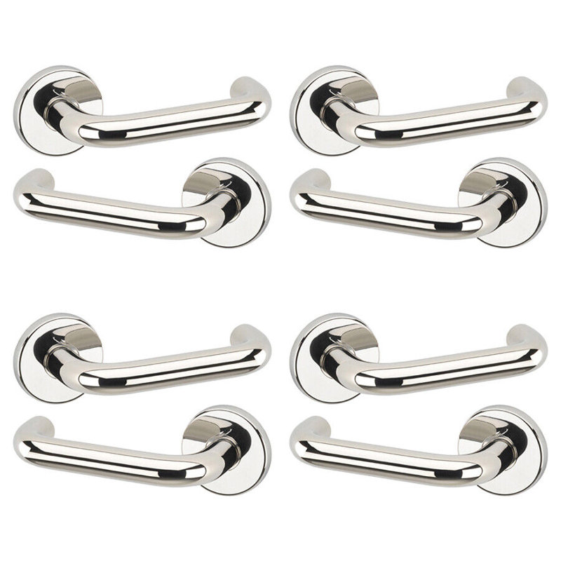 Door Handle, Polised Nickel Rose