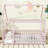 Pink Full Size House Floor Wooden Bed with Roof Frame, Safety Guardrails, Rubber Wood Montessori Floor Bed for Kids, No Box Spring Needed, Toddler Floor Bed, Kids House Bed-706281042