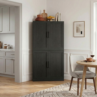 72" H Corner Kitchen Pantry with Adjustable Shelves Tall Corner Storage Cabinet with 4 Doors for Kitchen, Living Room, Dining Room