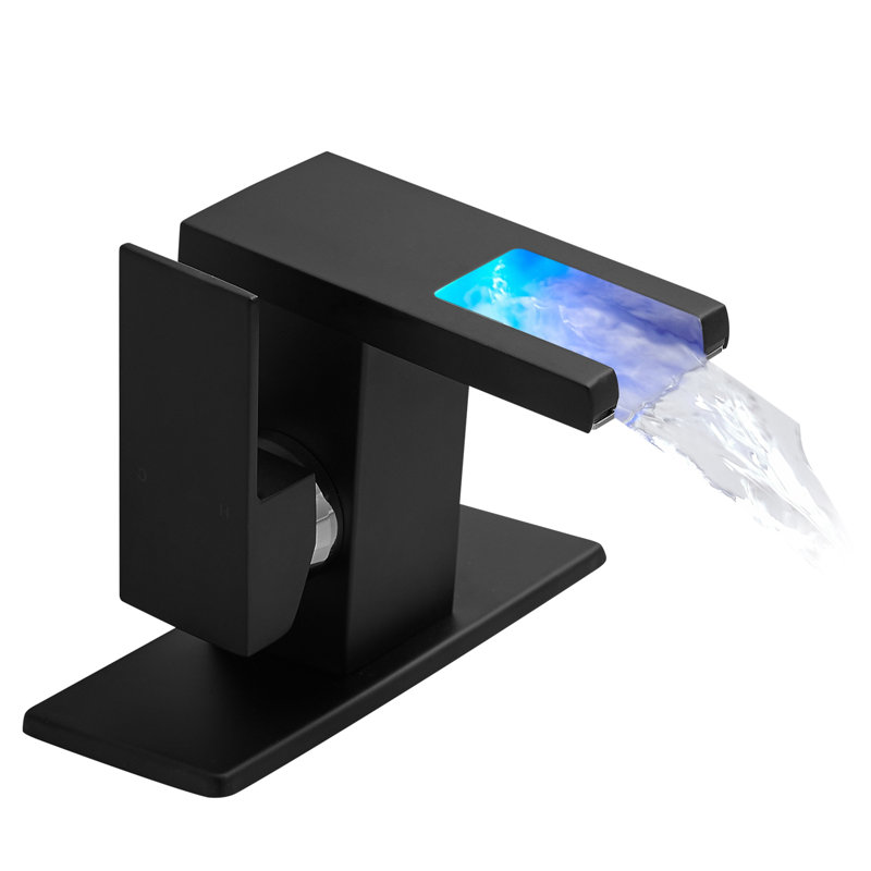 Robinet pour salle de bain à DEL en acier inoxydable avec plaque de base Topcraft, Noir mat