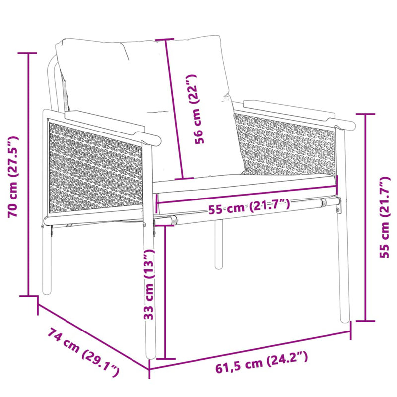 Chaises de patio avec coussins 2 pièces Red Barrel Studio®