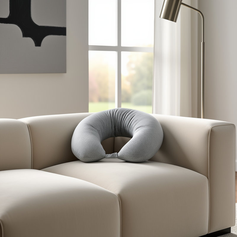 Ergonomic Neck Pillow with Curved Design, Soft Hollowfibre Filling for Neck & Shoulder Support