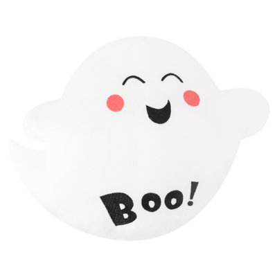 Coussin décoratif en peluche blanc Halloween Spooky Ghost