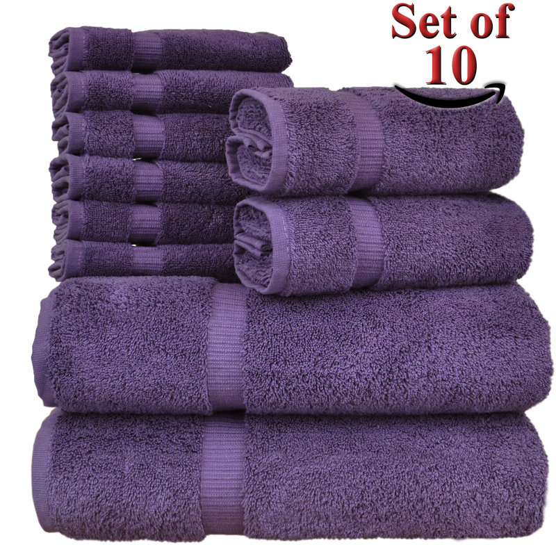 Ensemble de serviettes 100% coton 10 pièces Orchid, Prune