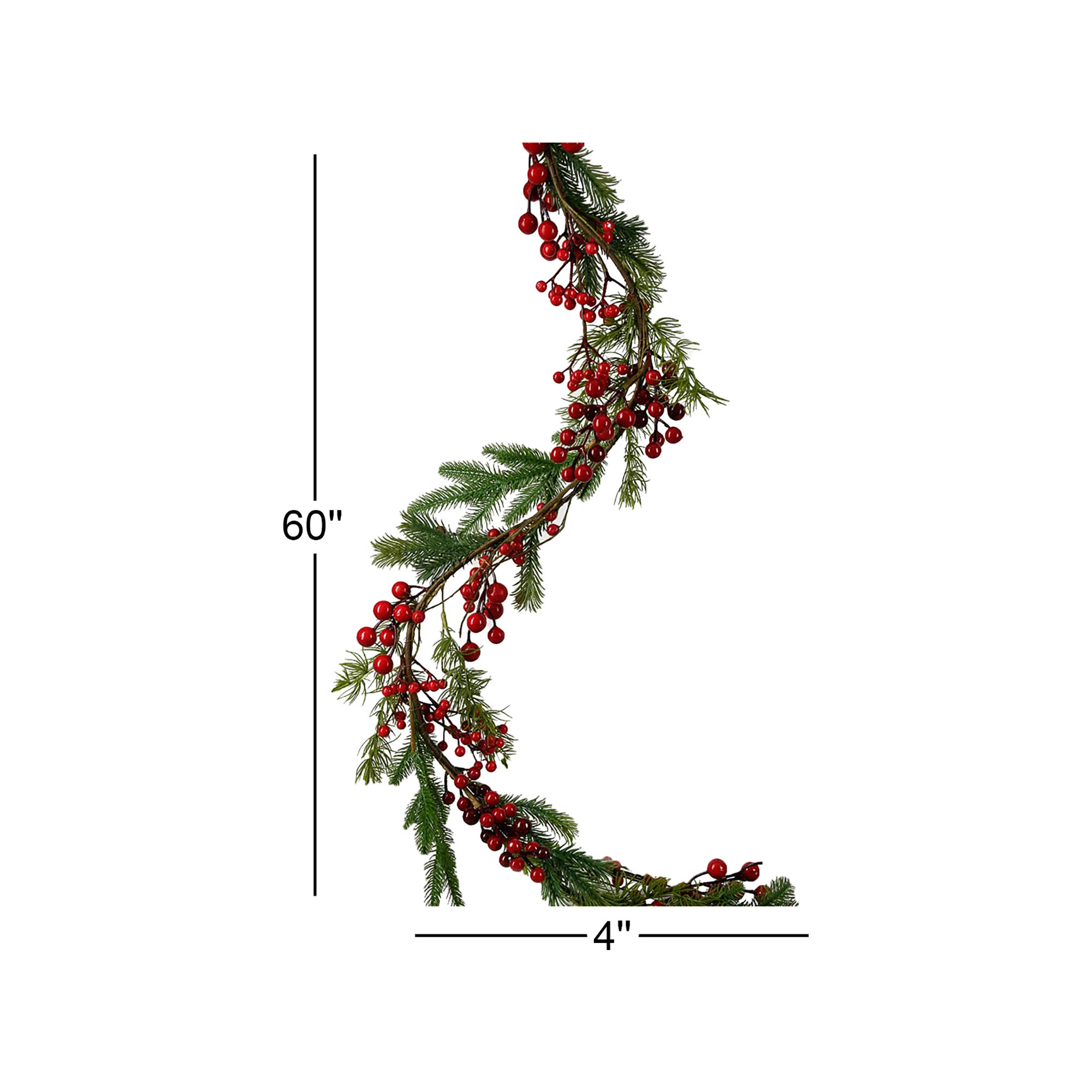 The Holiday Aisle® Classic Winter Berry Garland, Green;Red
