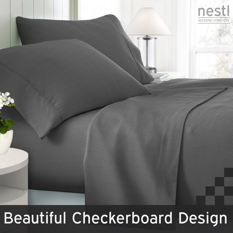 Elegant Microfiber Sheet Set, Charcoal Grey, Queen