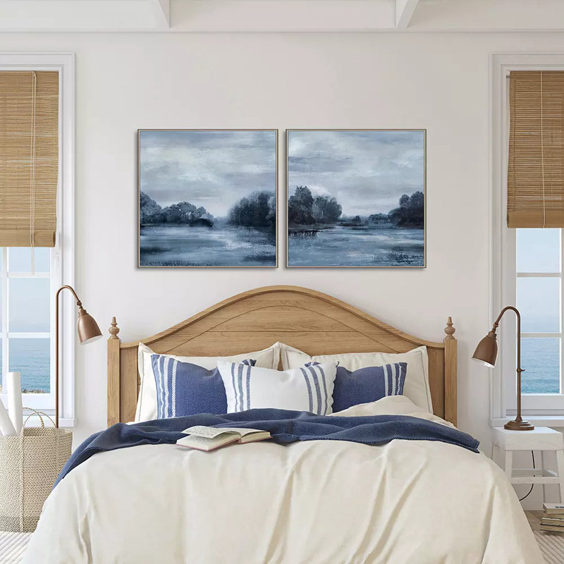 «Morning Calm» par Galloway - Ensemble de 2 peintures à cadre simple