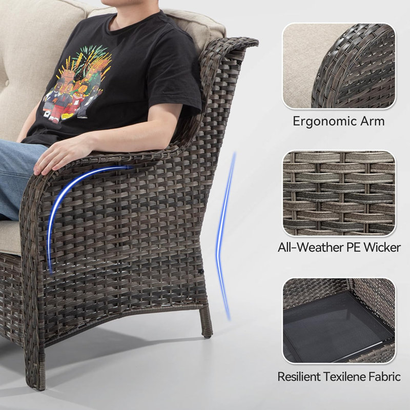 Ensemble de conversation d'extérieur pour 7 personnes avec coussins Ventress, Beige