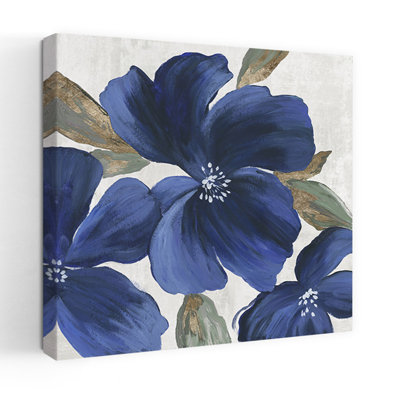 Fleurs de printemps indigo II, art floral contemporain élégant et audacieux