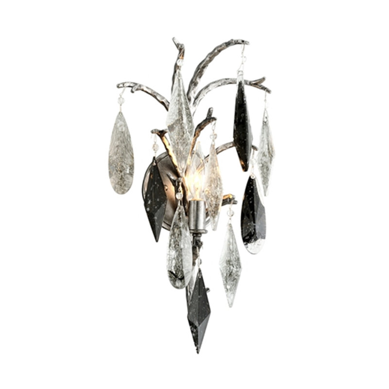 Nera Blackened Silver Leaf Dimmable Wall Sconce