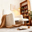Chaise berçante en tissu avec repose-pieds réglable-1287876489