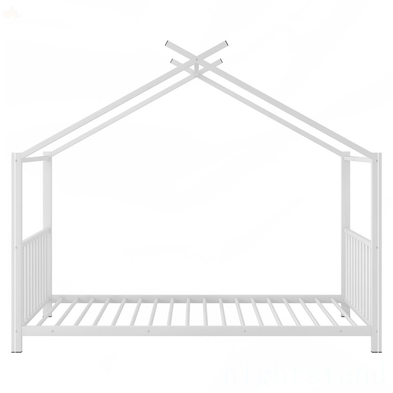 Lit plateforme simple en métal, Blanc