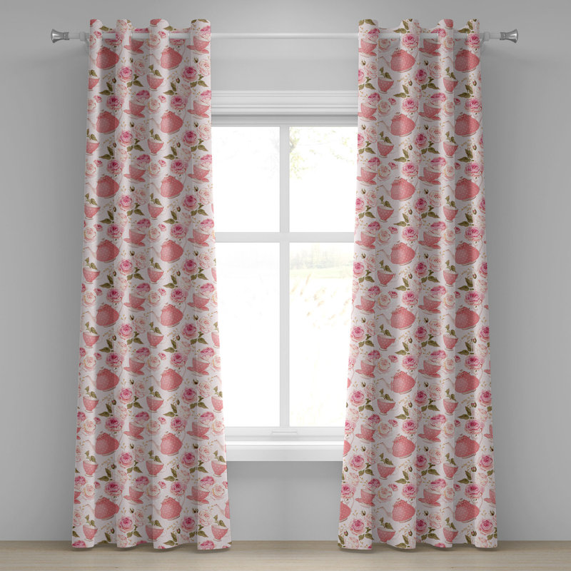 Rideau décoratif à œillets 2 panneaux Dakota Fields, 50 po x 63 po, vert fougère rose pâle, L 50 po x L 72 po