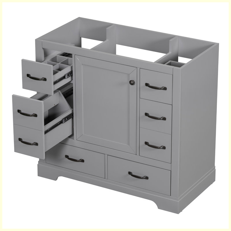 Meuble-lavabo moderne avec tiroir multifonctionnel, Gris