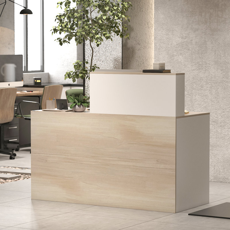 Jerrylee Rectangle Synthetic Laminate Reception Desk