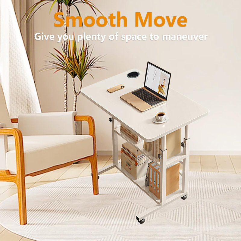 Desk Adjustable Height,Small Computer Desk For Small Spaces,Study Student Writing Table For Bedroom, Beige