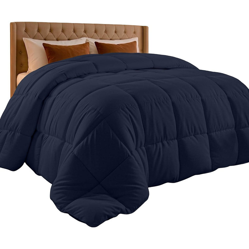 Édredon en duvet synthétique bleu marine - Édredon en duvet matelassé avec coutures d'angle