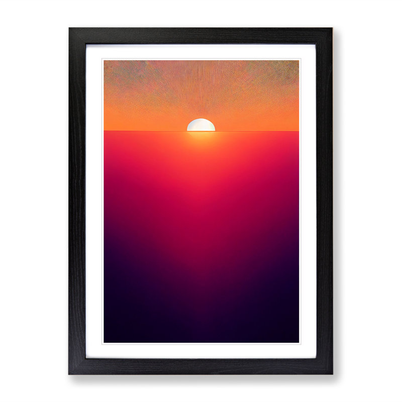 Beguiling Abstract Sunset - Wall Art, Black Framed, 66cm H x 48cm W x 2cm D, White