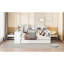 Lit de jour double avec bureau et 3 tiroirs - Bois de pin blanc pour une chambre à coucher confortable-2070539245-2070539243