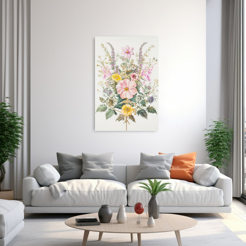 Vibrant Garden Flowers Delicate Elegant Vibrant Flower Nature Wall Art Print by Mathieu - Wrapped Canvas Print
